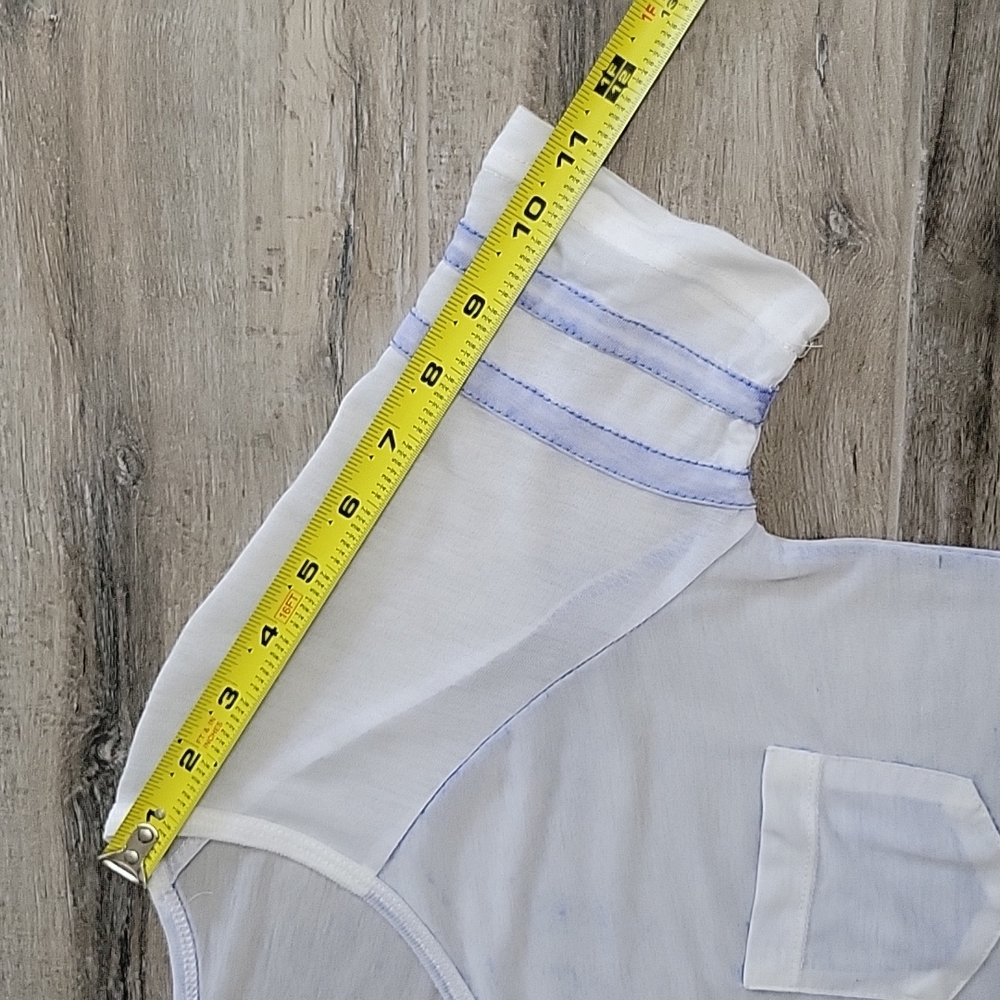Exist Sheer White and Blue jersey style tee shirt size small 🛍 - Picture 11 of 11